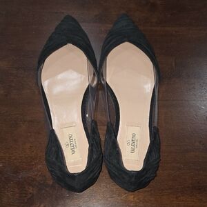 Valentino Black Pointed Suede Flats